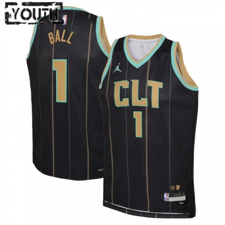 Camiseta Niños Charlotte Hornets Lamelo Ball 1 2022-23 Jordan City Edition Negro Swingman